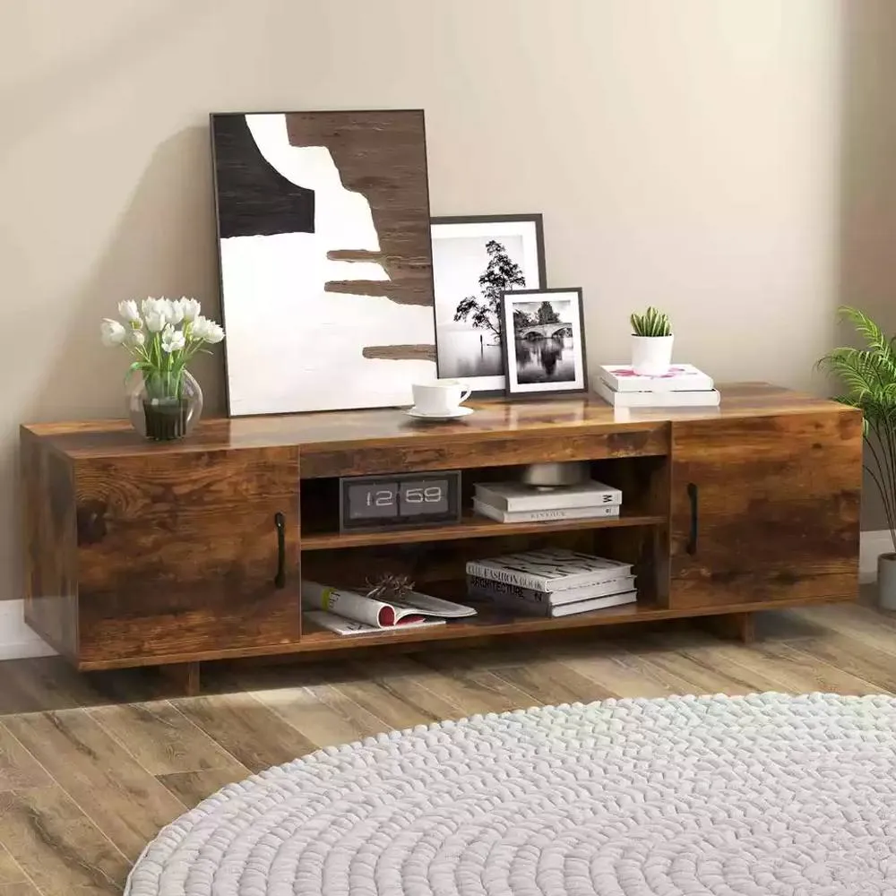 Costway 152 cm Entertain Center TV Stand for TVs up to 70 Inches in Brown 6