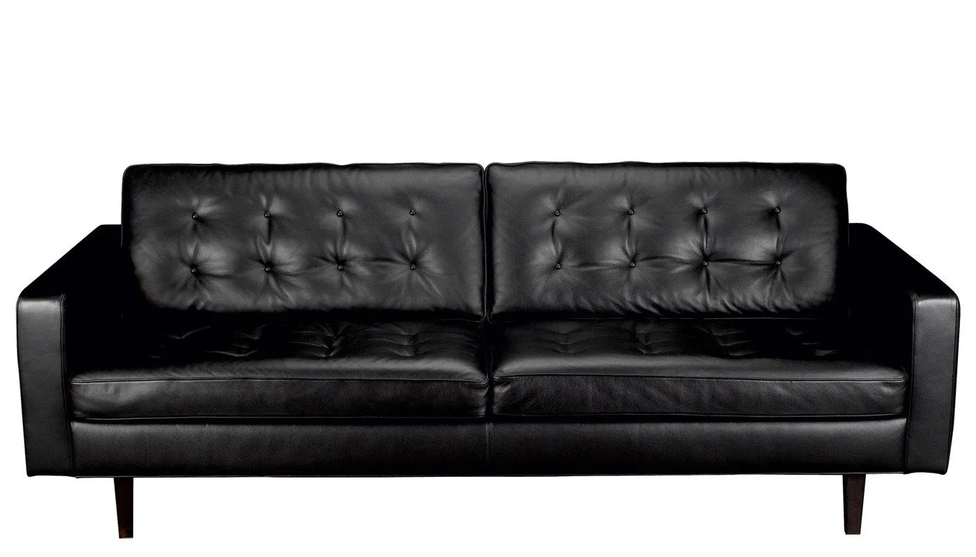Heal's Hepburn 4 Seater Sofa Leather Hide Graphite 7181 Walnut Feet