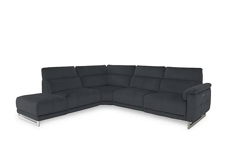 Moet Fabric Power Recliner Chaise End Left Hand Facing Corner Sofa with Telescopic Headrests - Opulence Charcoal - Sofas and Armchairs - In Time for Christmas