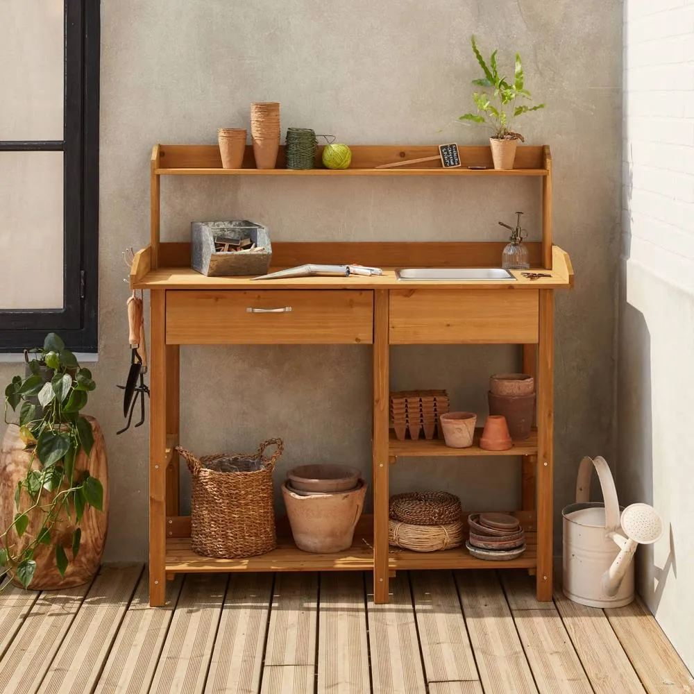 sweeek Wooden potting table in Brown 4