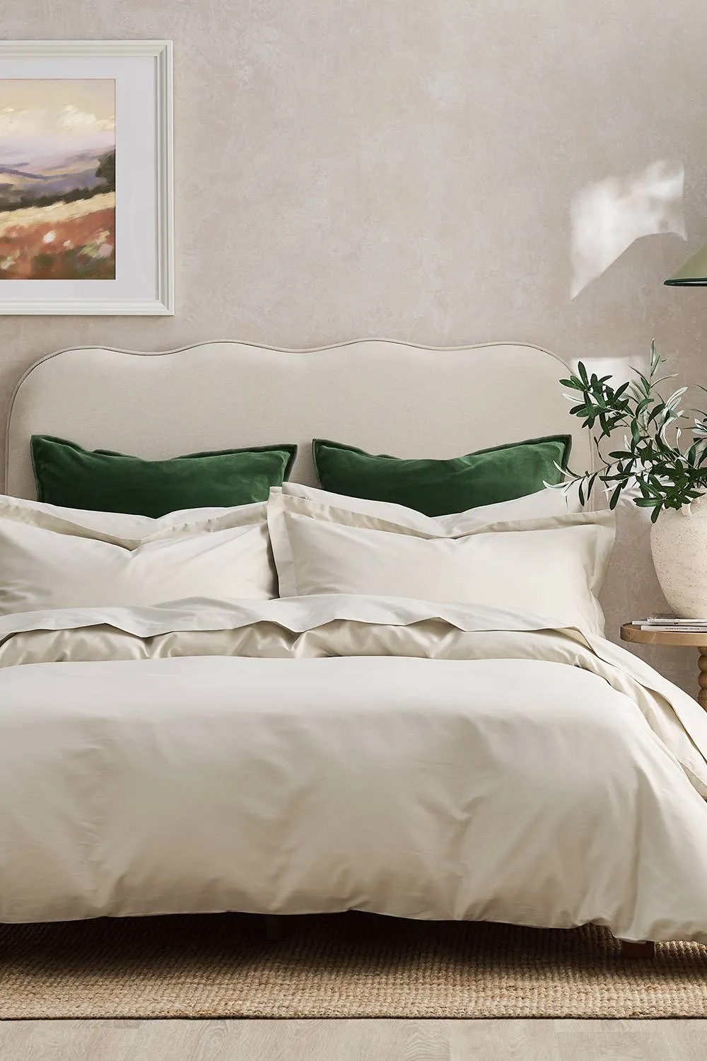 CHRISTY 400TC Luxury Cotton Sateen Plain Dye King Pillowcases Pair in Light Beige 4