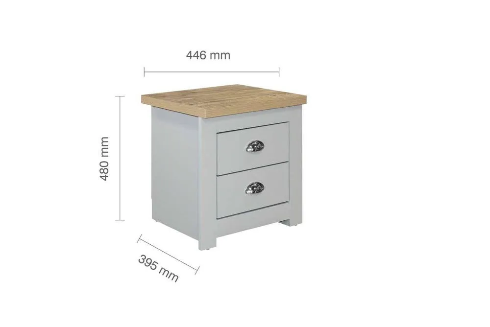 Birlea Pair of Bedside Cabinet Highgate 2 Drawer Chest Farmhouse Style Grey 4