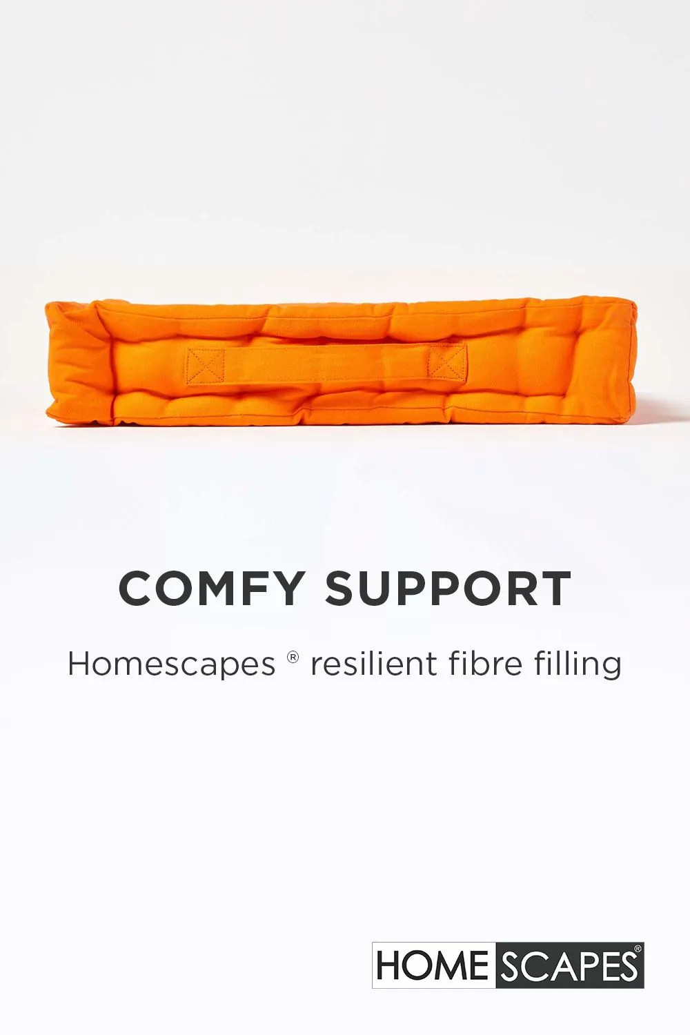 Homescapes Plain Cotton Floor Cushion in Orange 4
