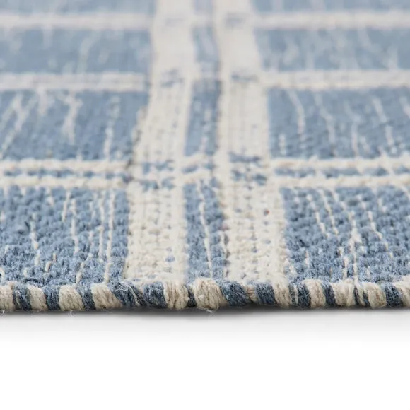 Cotton Denim Grid Scatter Rug 4