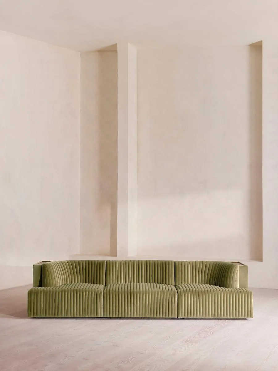 Hamish Modular Sofa, Four Seater, Velvet, Lichen