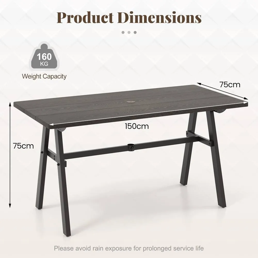 Costway Outdoor Patio Table with 350 Pounds Capacity for Garden in Brown 2