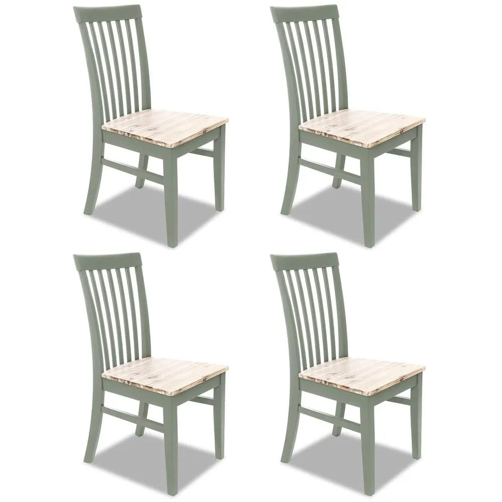 Statement Furniture Florence Highback Wooden Seat Chairs Set of 4 in Light Green 1