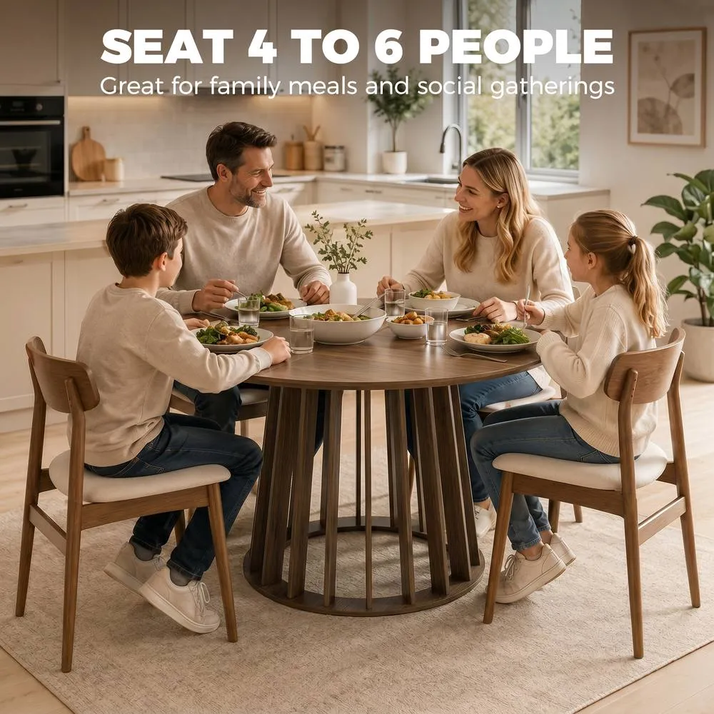 HOMCOM Modern Dining Table for 4-6 People 120 cm Light Walnut 4