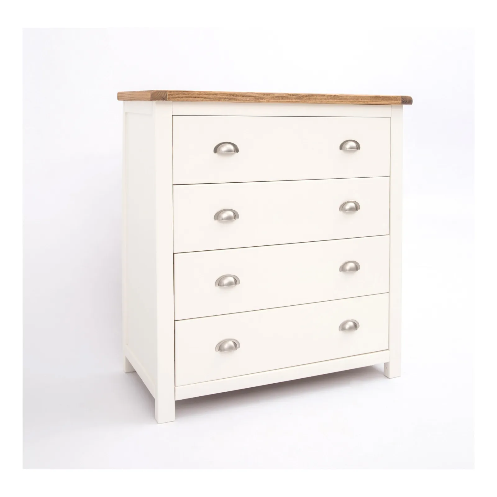 Cabinet Bits Lovere 4 Drawer Chest of Drawers Chrome Cup Handle in Off-White 2