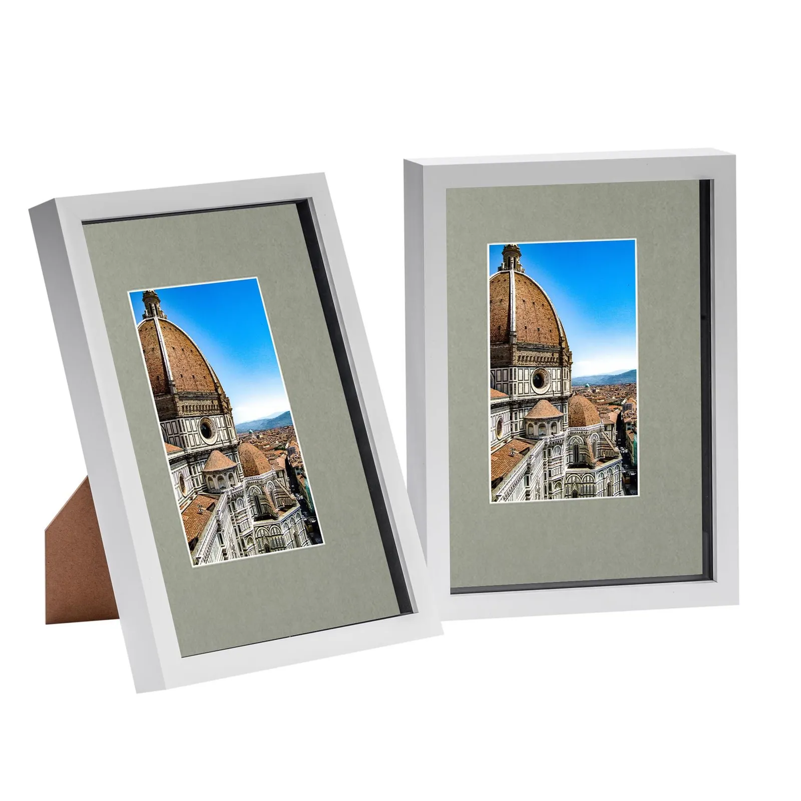 Nicola Spring 3D Shadow Box Frames with A5 Mount - A4 (8" x 12") - Black Mount - Pack of 2 in White 1