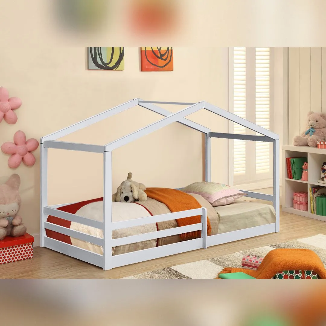Comfy Living Ltd 3ft Wooden House Bed in White 1