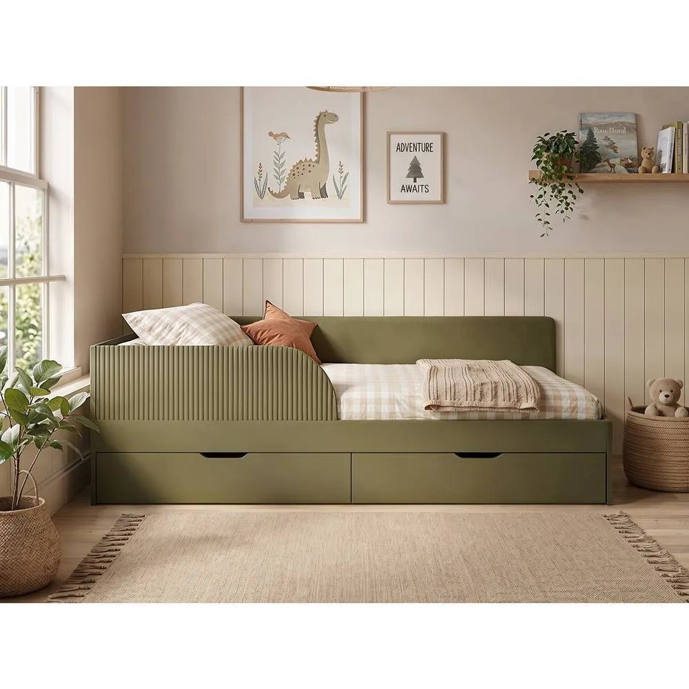 Flair Aris Single Montessori Bed with Storage Drawers in Olive