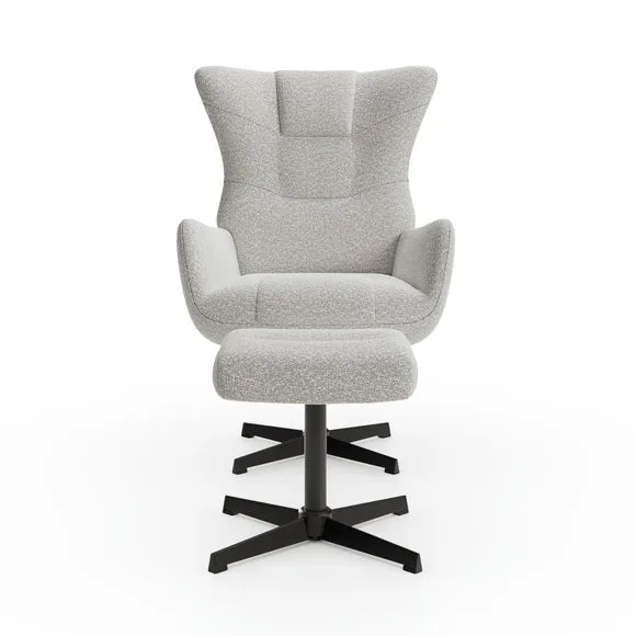 Kara Highback Chenille Swivel Chair and Footstool 6