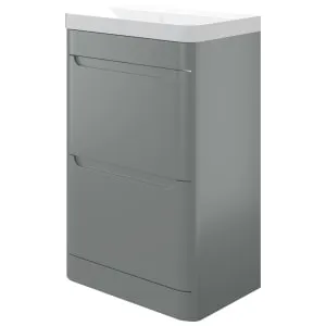 Wickes Malmo Dust Grey Freestanding J Pull Compact Vanity Unit & Basin - 500 x 350mm