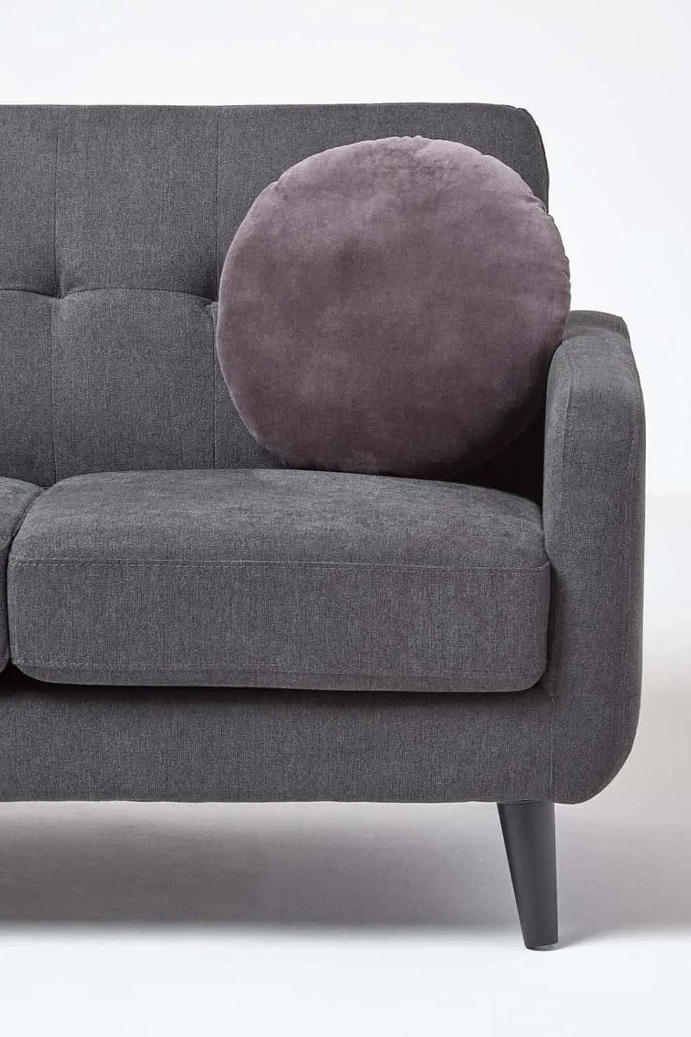 Homescapes Velvet Cushion, 40 cm Round in Dark Grey 4