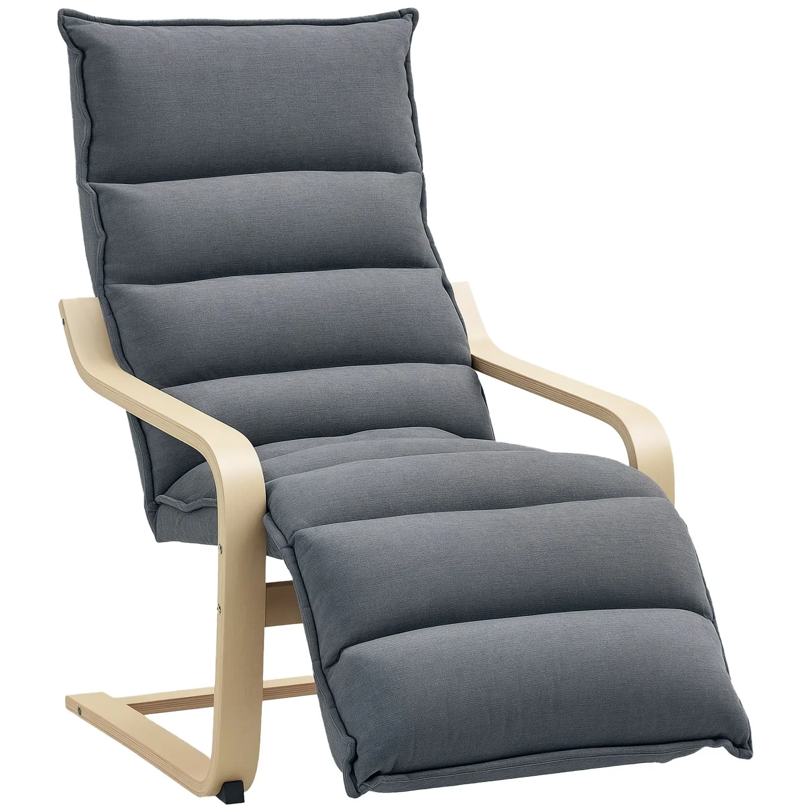 HOMCOM Birch Wood Lounge Chair for Living Room, Bedroom in Dark Grey 2