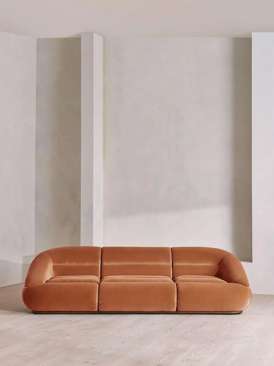 Edison Modular Sofa, Four Seater, Velvet, Antique Rose