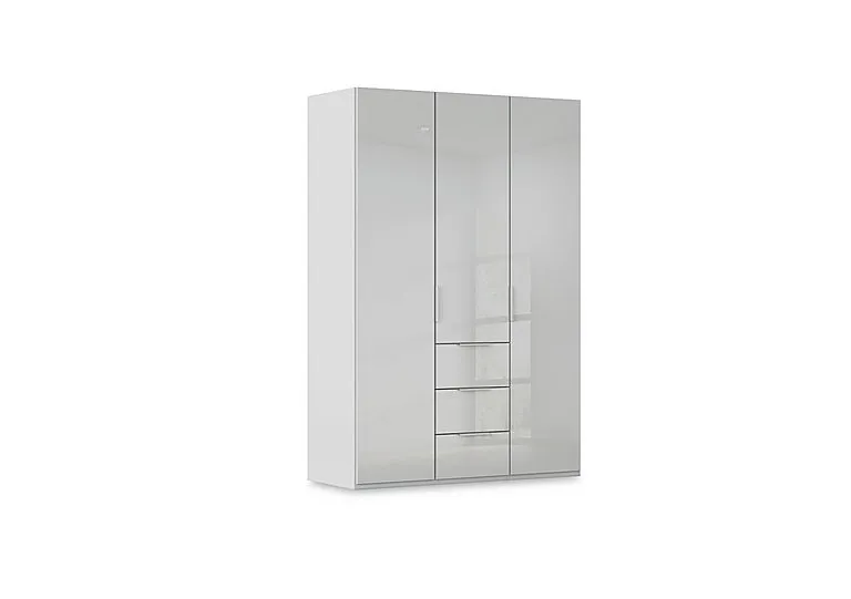 Haven 151cm 3 Door Combi Wardrobe with Glass Doors - Silk Grey/Silk Grey Front