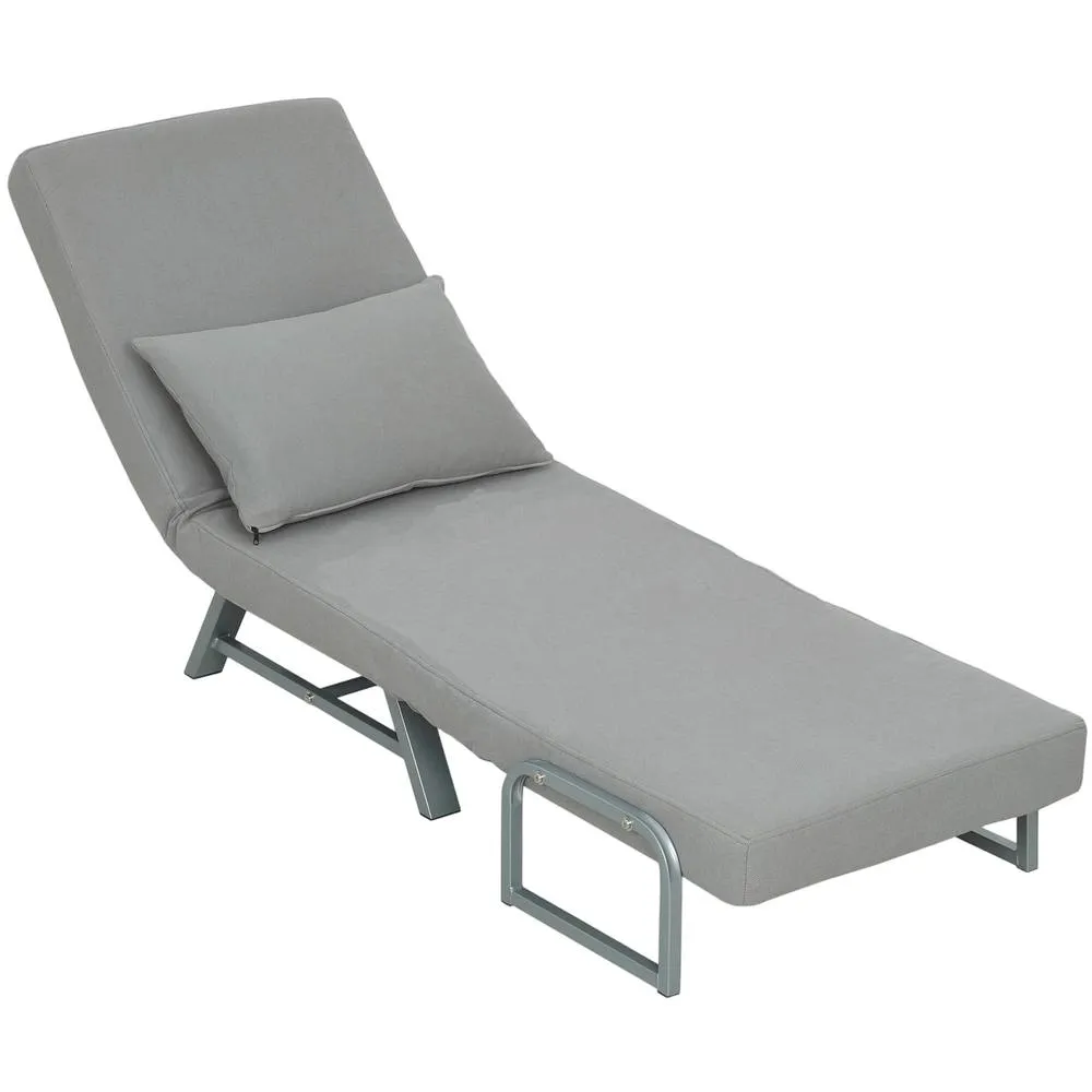 HOMCOM Single Sofa Bed, 3-in-1 Convertible Folding Chair Bed in Light Grey