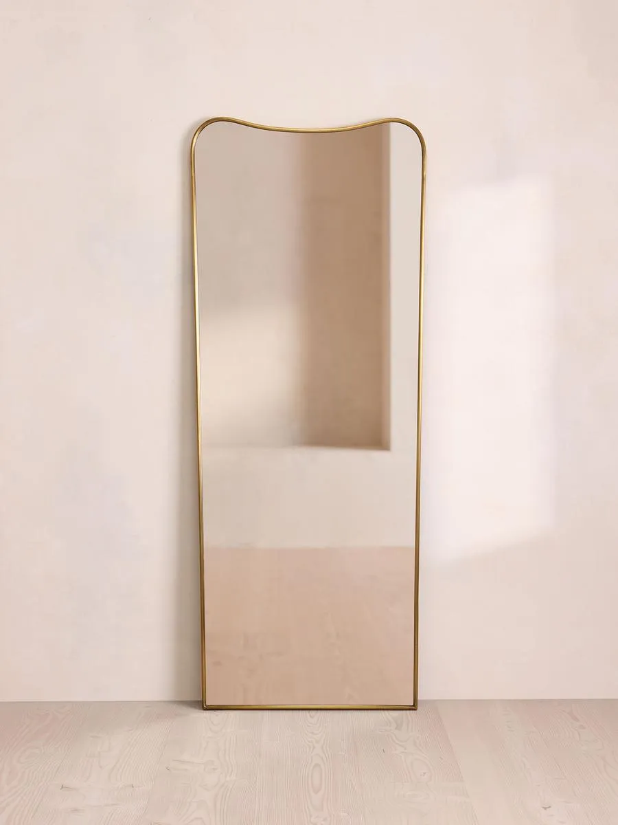 Cooper Floor Mirror, Antique Brass