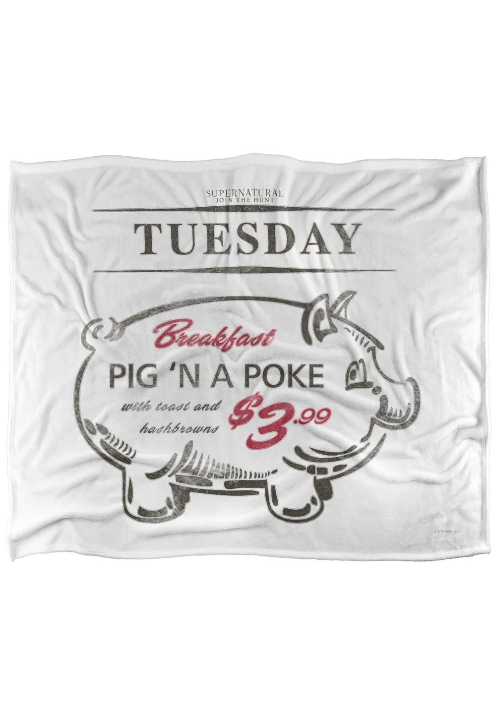 Supernatural Pig 'N' Poke Officially Licensed Silky Touch Super Soft Throw Blanket 152x127 cm in White