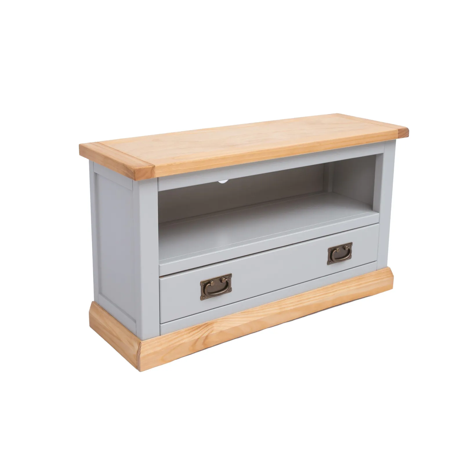 Cabinet Bits Bomporto Light Grey 1 Drawer TV Cabinet Brass Drop Handle 3