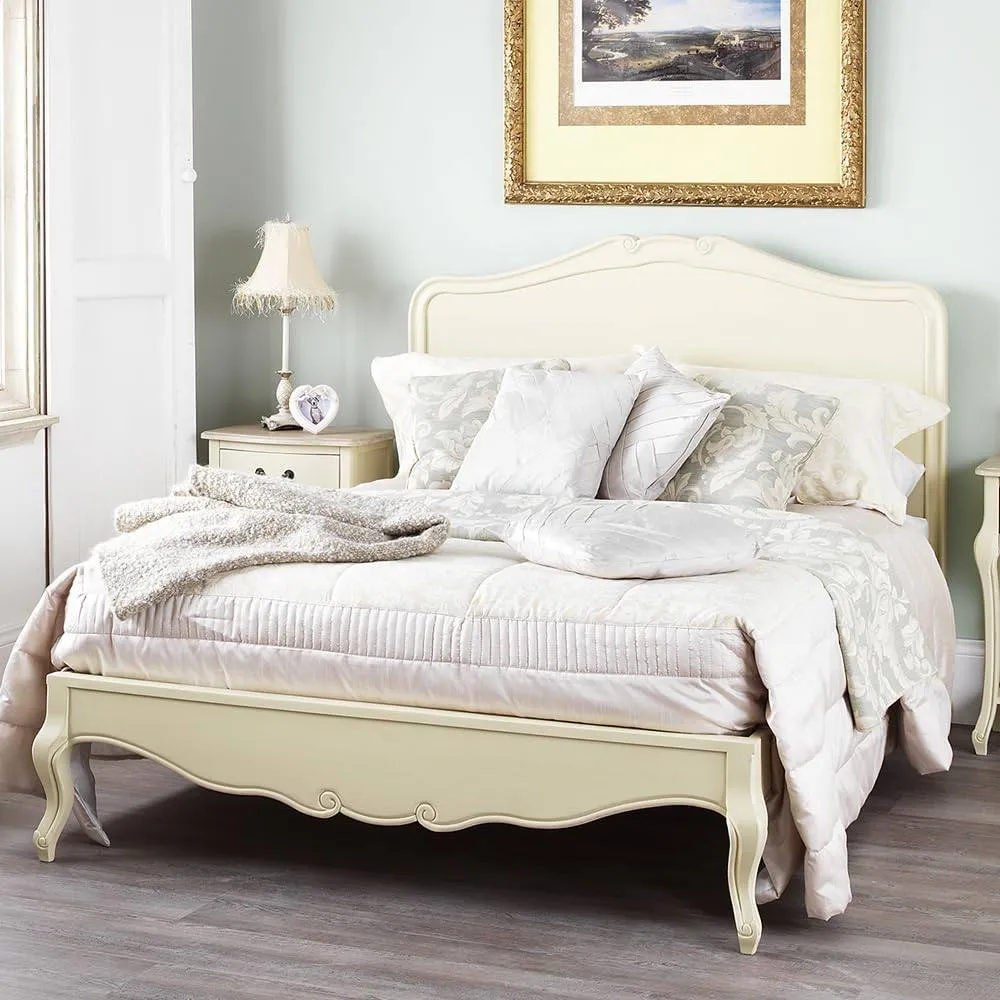 Statement Furniture Juliette French Style 4ft6 Double Bed with Wooden Headboard in Ivory 1