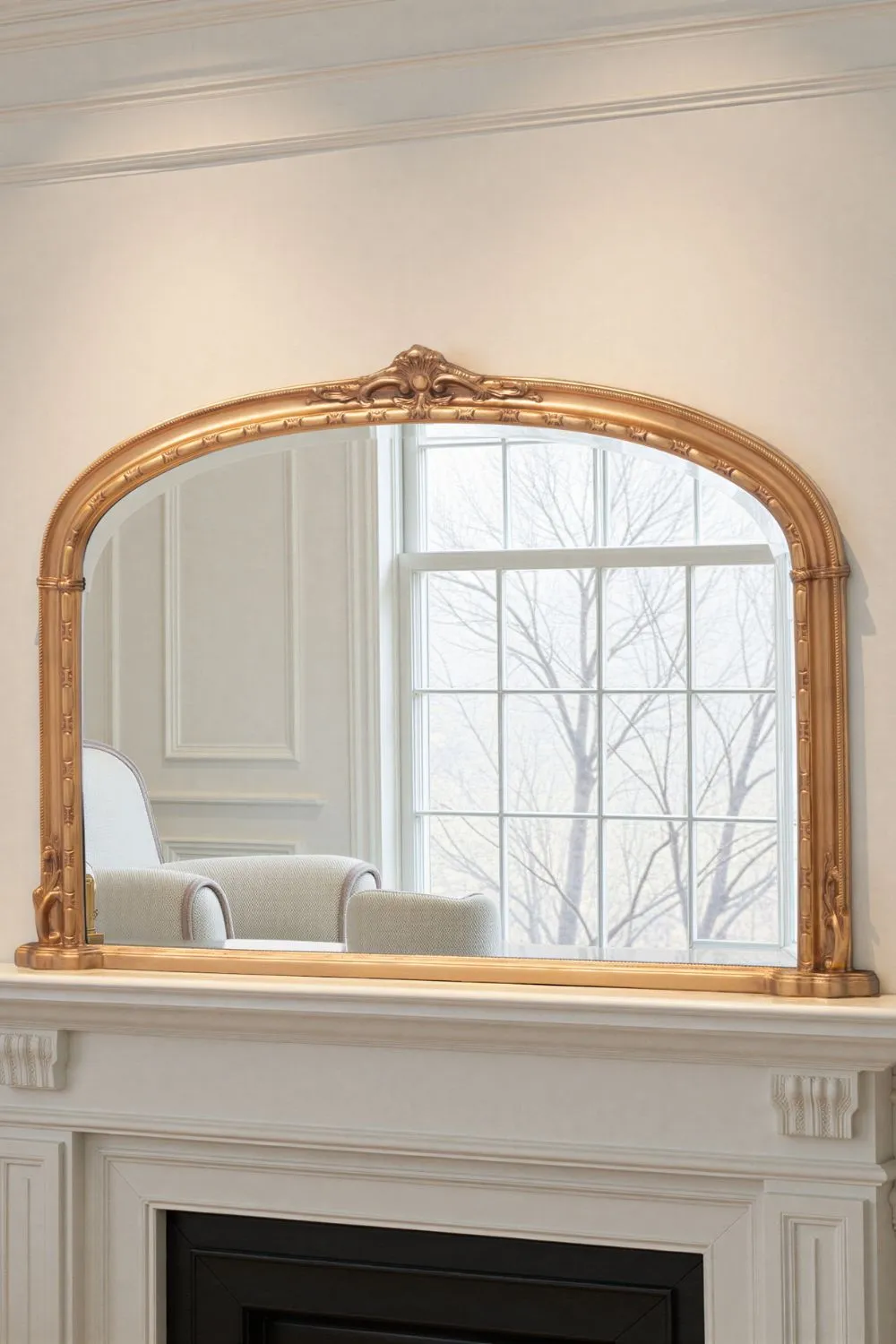 Yearn Mirrors Overmantle Mirror Arched 127(w) x 89cm(h) Victorian Mirror in Gold