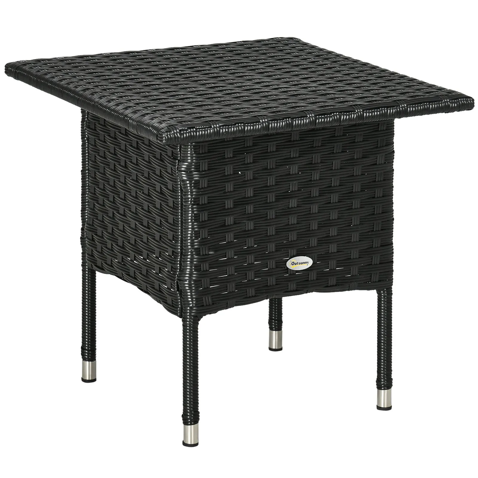 OUTSUNNY PE Rattan Outdoor Coffee Table, Easy Match Rattan Side Table in Black 2