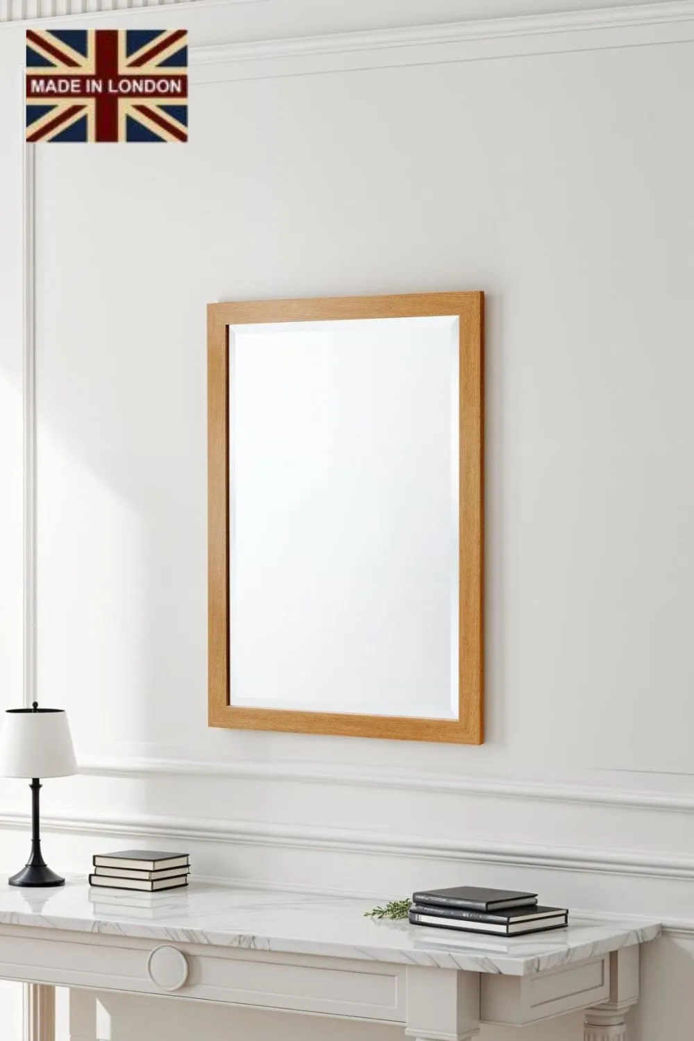 Yearn Mirrors Oak Effect Slim Framed Bevelled Mirror in Light Oak