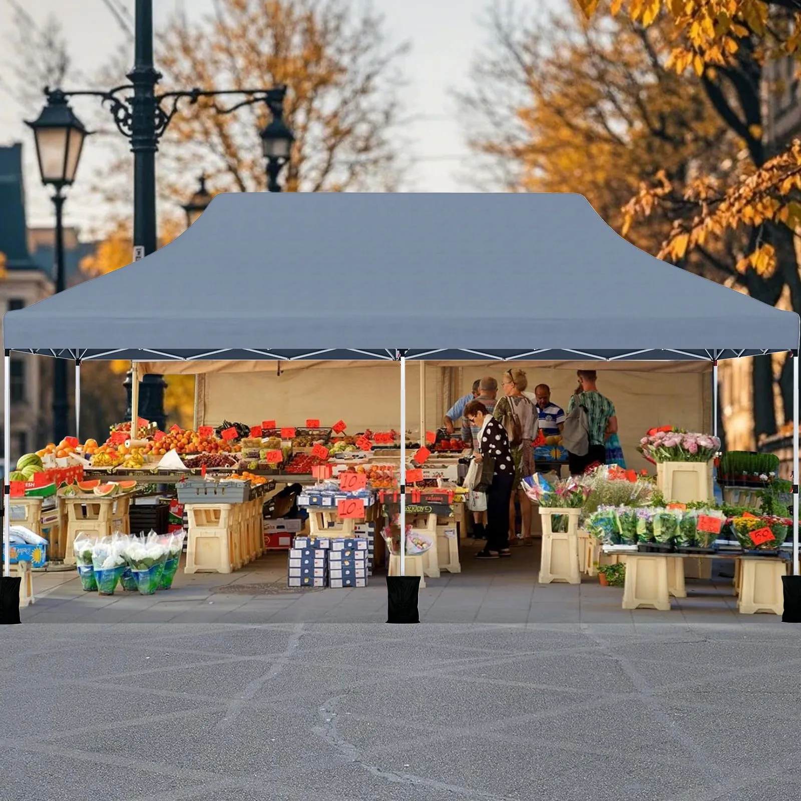 Costway 3 x 6M Pop-up Canopy Tent Height Adjustable Gazebo w/ Carry Bag in Grey 4