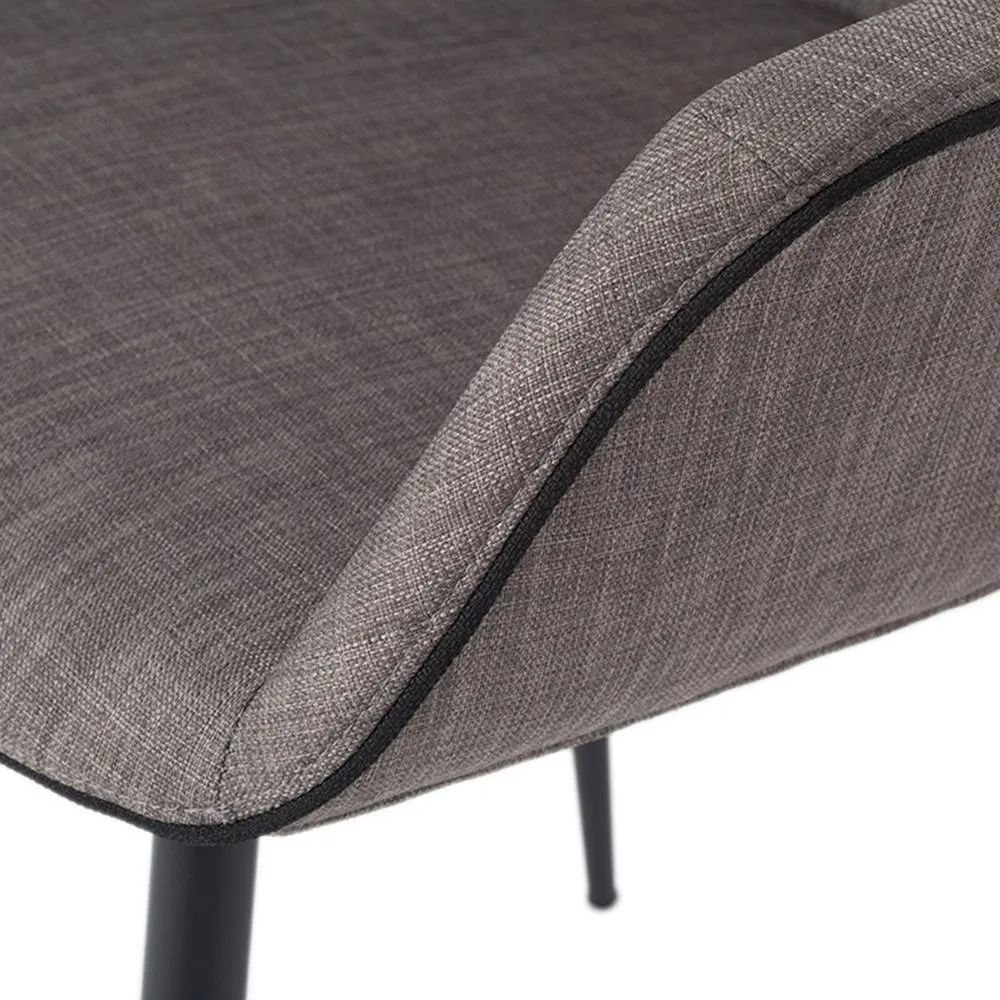 Angel Cerda Dark Grey Fabric Dining Chair with Armrests & Black 5