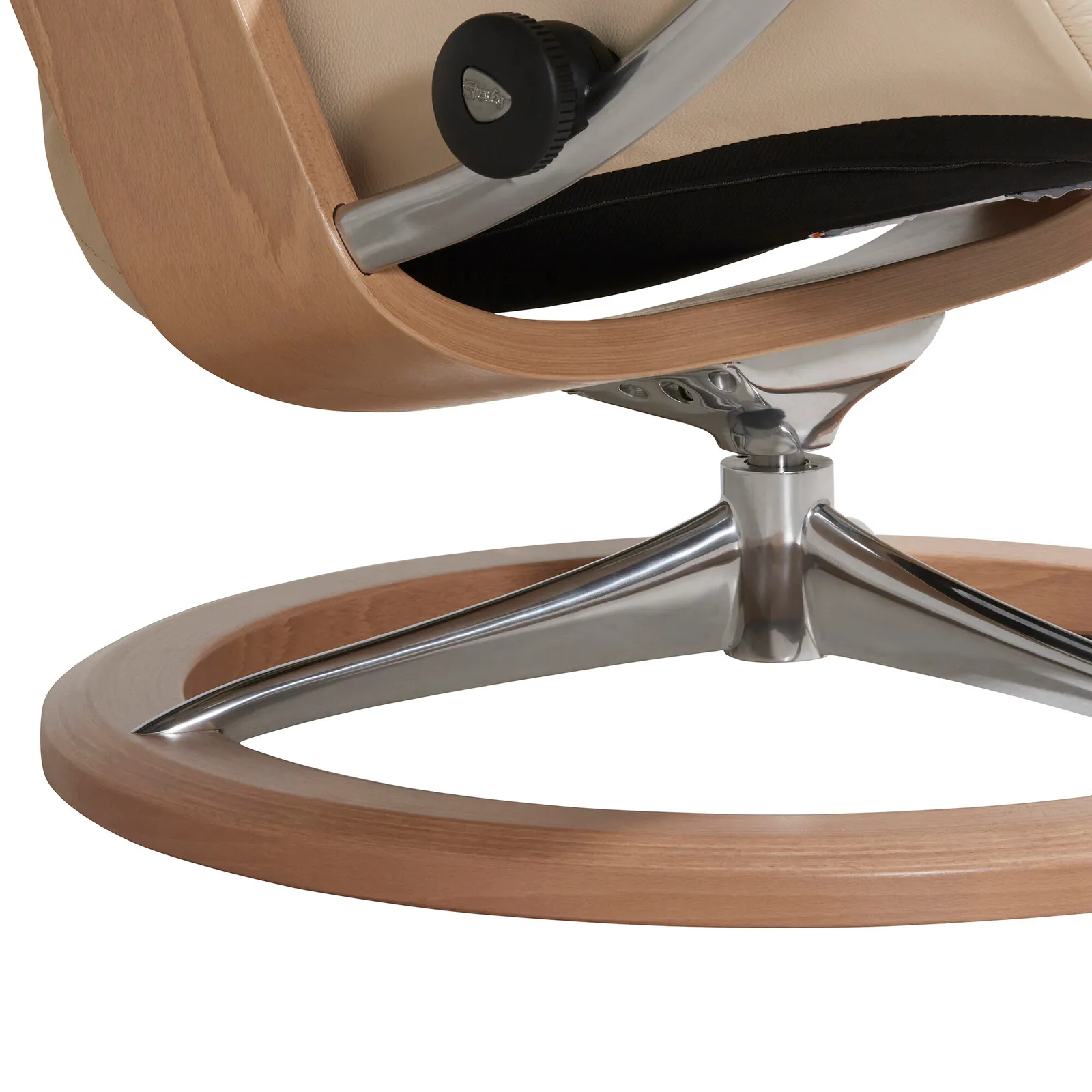 Stressless Consul Large Recliner Chair & Stool, Neutral Leather | Barker & Stonehouse 5