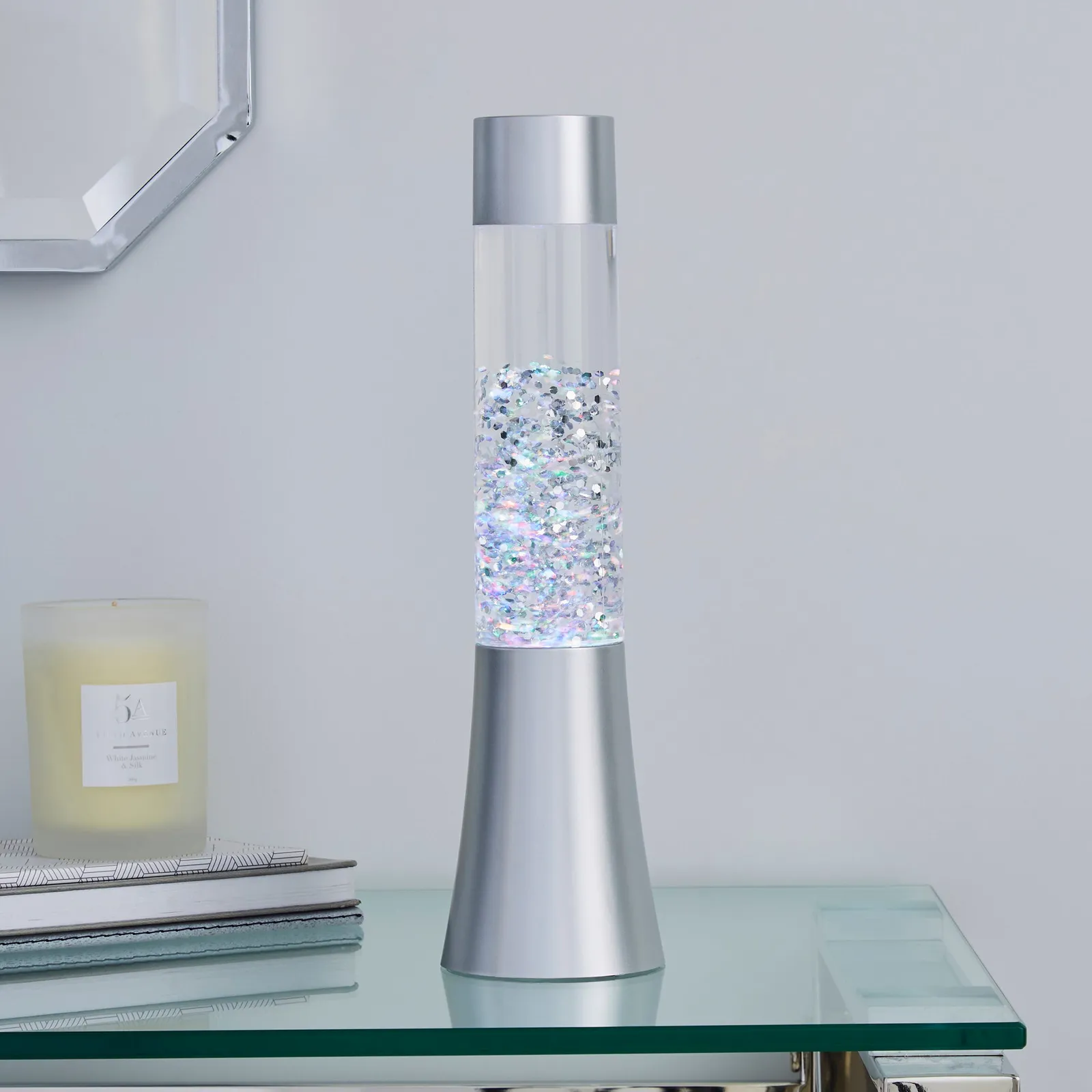Silver Glitter Lamp Silver