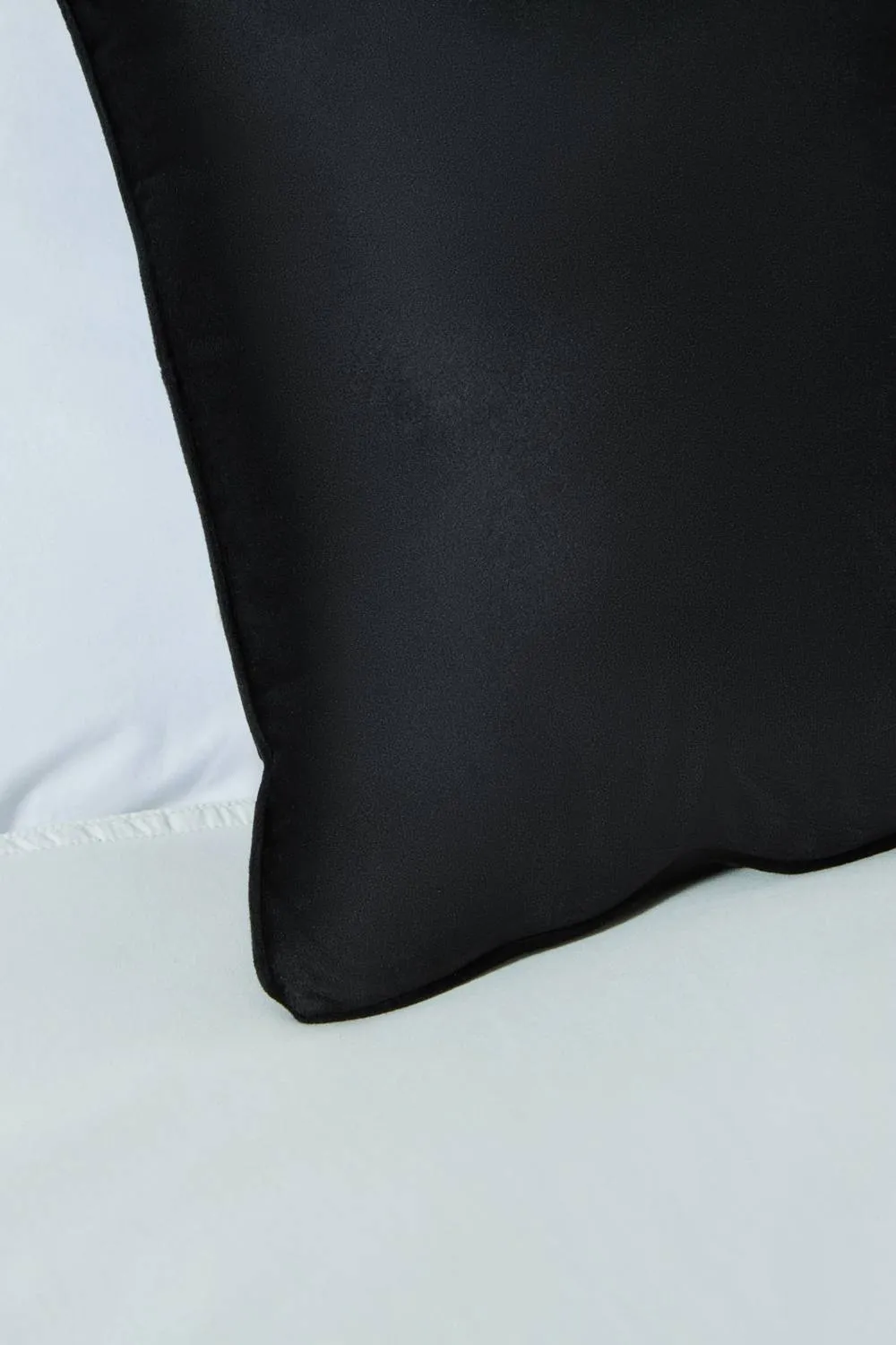 BHS Small Velour Piped Cushion in Black 2