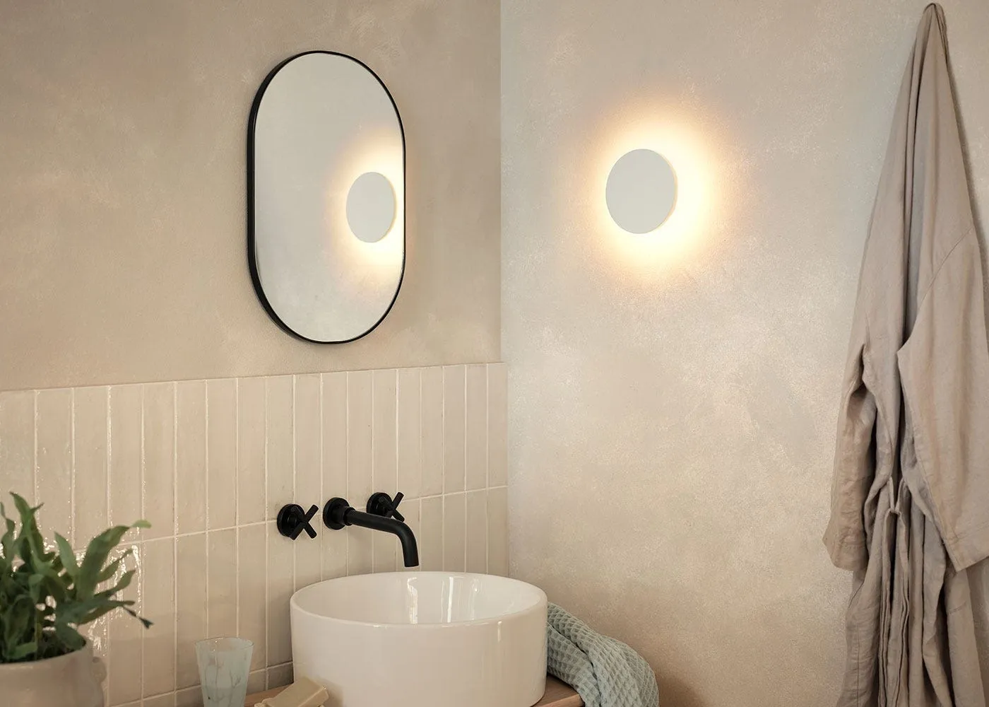 Heal's LED Outdoor or Bathroom Wall Light Circle White 3
