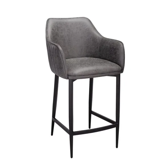 Indus Valley Logan 4 Seater Bar Table With 4 Logan Faux Leather Bar Stools 6