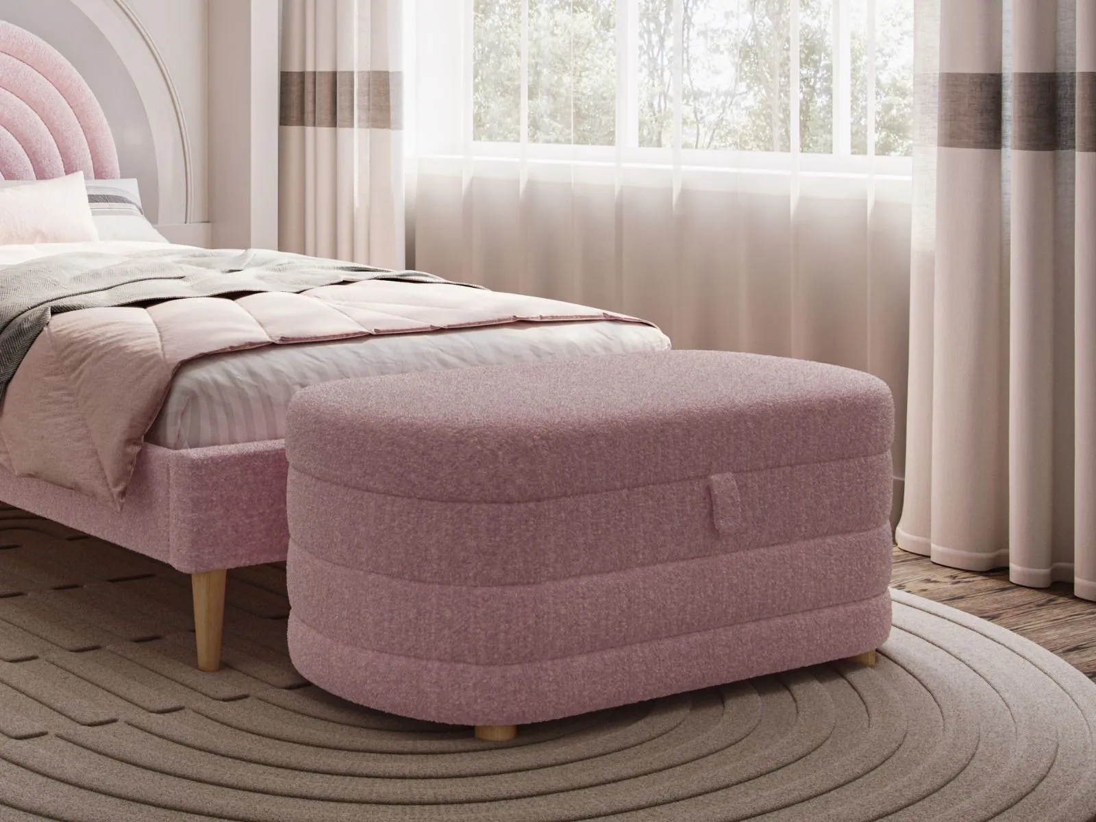 Flair Ava Boucle Double Bed in Pink 4