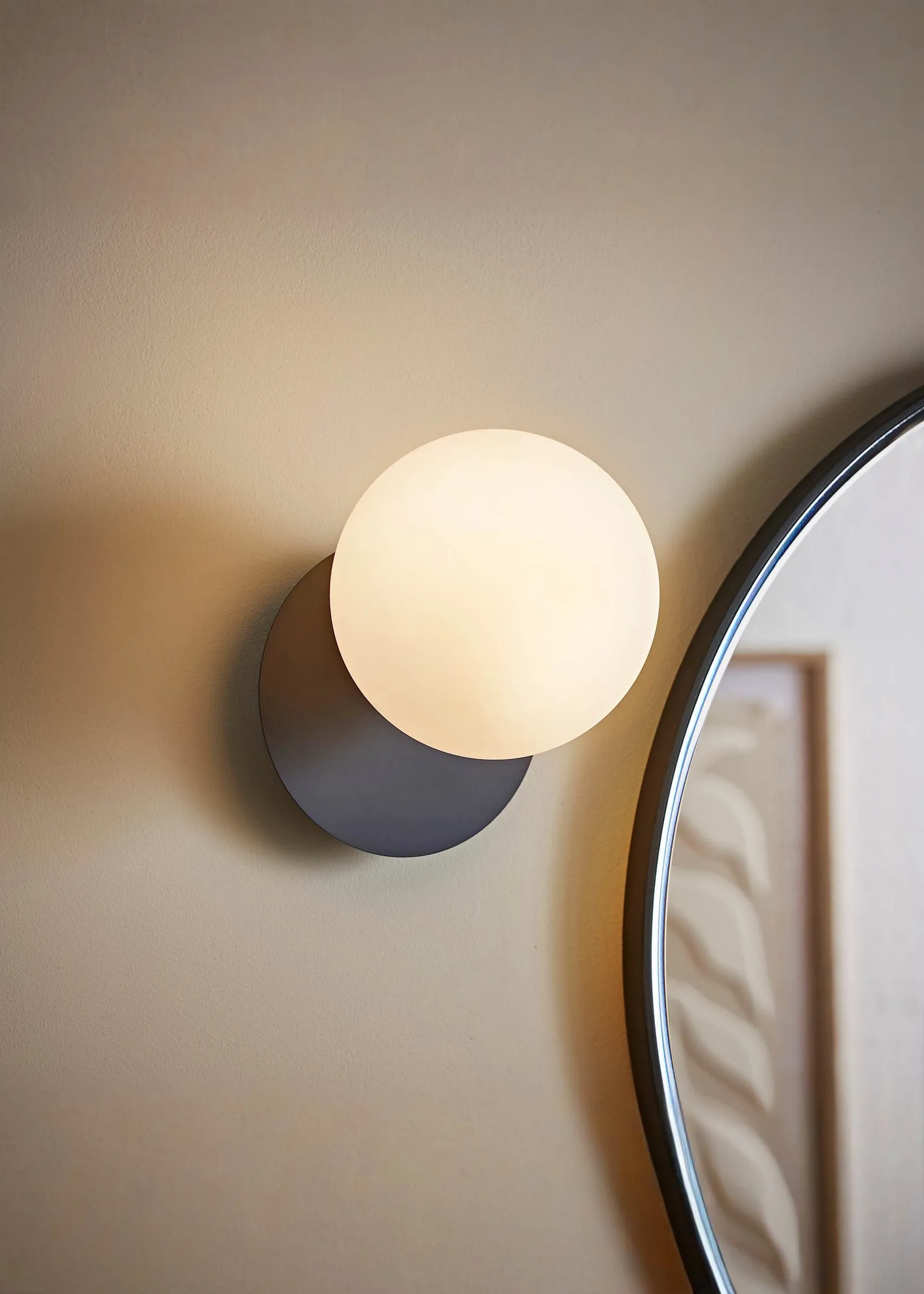 ValueLights Darla Frosted Globe IP44 Rated Bathroom Wall Light in Dark Navy 1