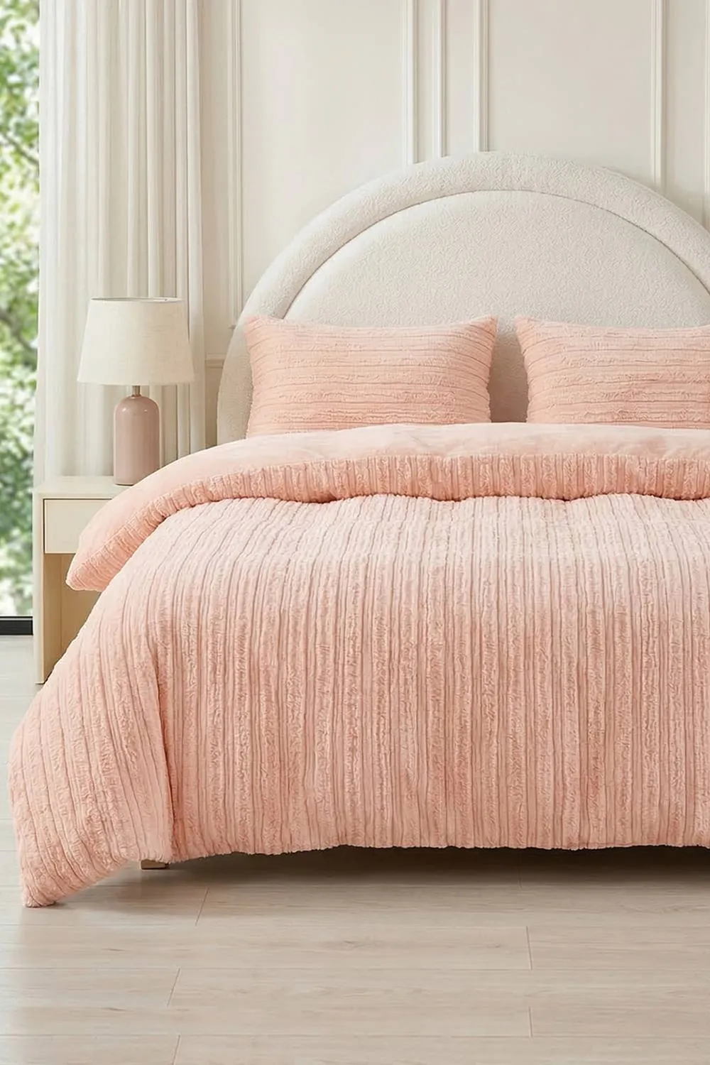Living and Home Cozy Ultra Soft Textured Duvet Cover Set in Pink
