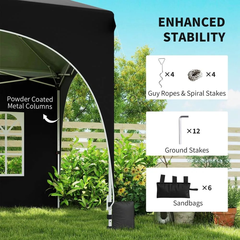 OUTSUNNY 3 x 6m Pop Up Gazebo with Sides, Peak Top Garden Party Tent Marquee in Black 5