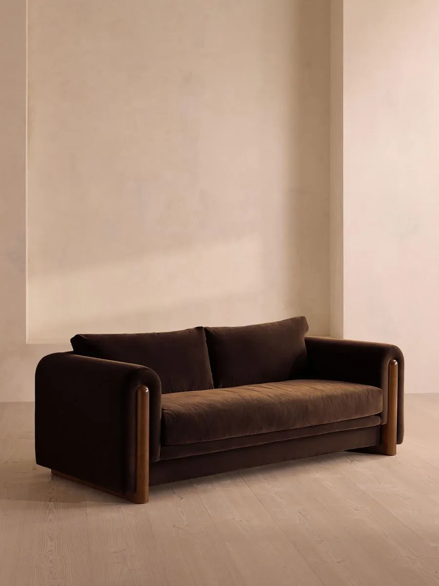 Farrell Three Seater Sofa, Velvet, Chocolate