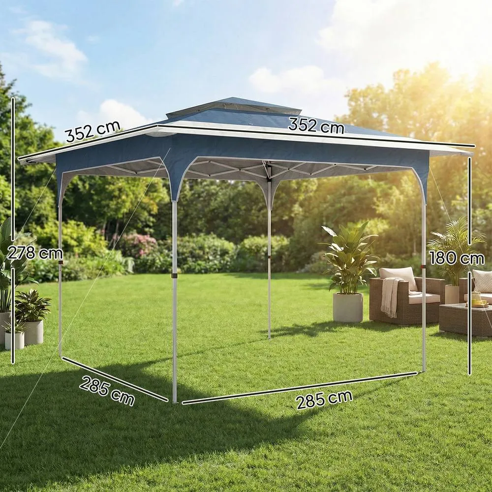 OUTSUNNY 3.5 x 3.5 m Pop Up Gazebo, UPF50+ One-Touch Party Tent in Blue 3