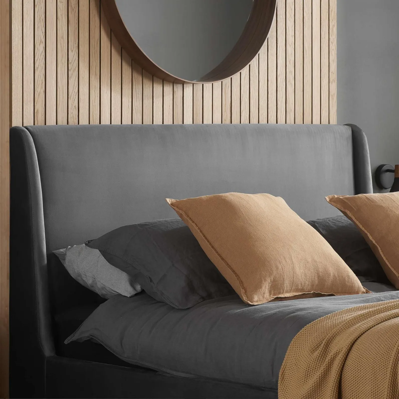 Birlea Double Bed Frame Grey Nicola Velvet Fabric 4FT6 135cm in Dark Grey 2