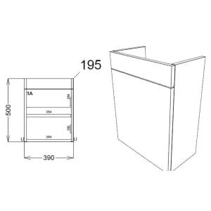Wickes Malmo Indigo Blue Cloakroom Wall Hung J Pull Vanity Unit & Basin - 580 x 400mm 2