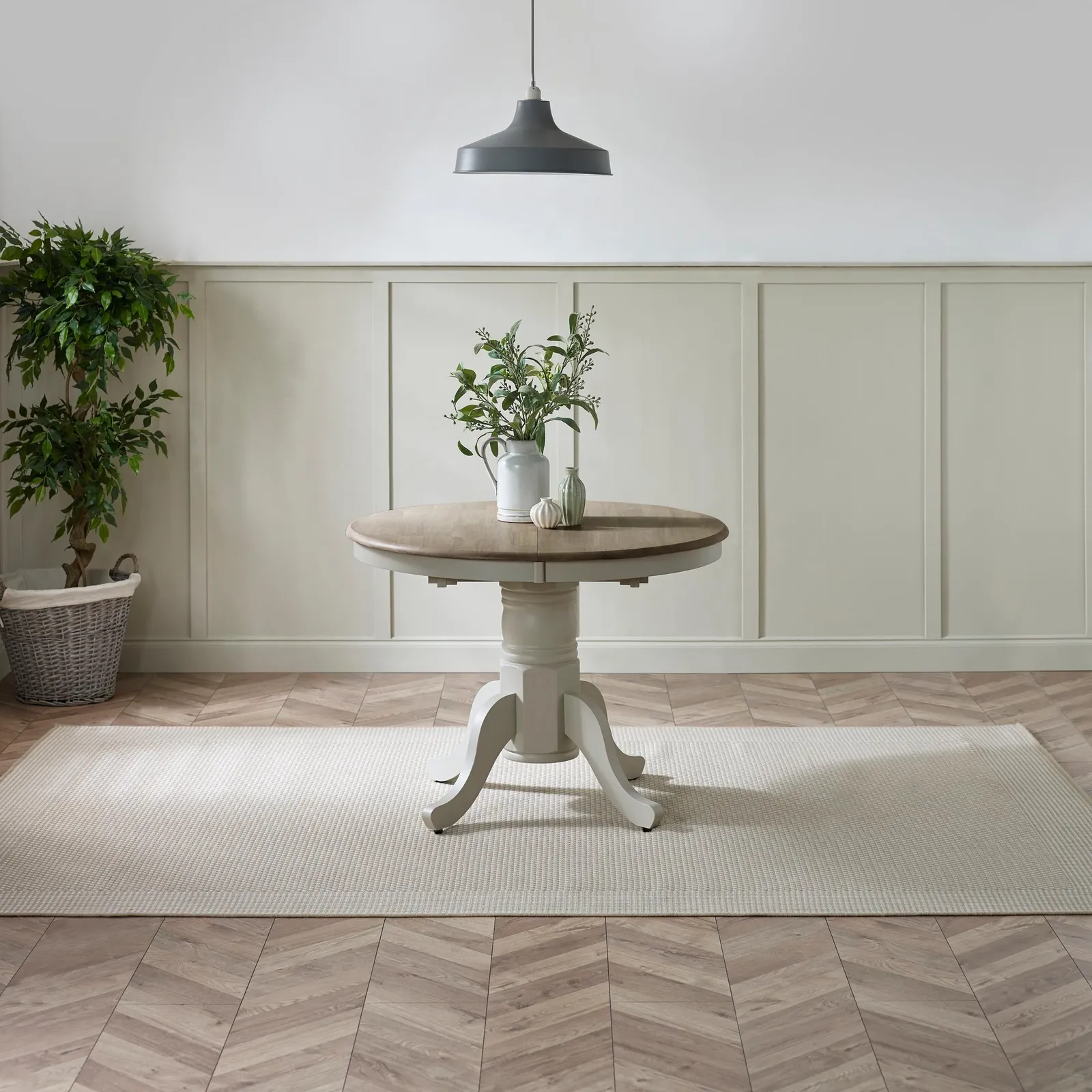 FurnitureboxUK Padstow Wooden Extending Dining Table & 6 Millford Chairs in Grey 2