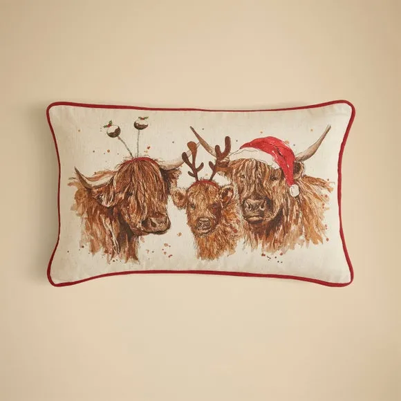 Christmas Highland Cow Rectangular Cushion 3