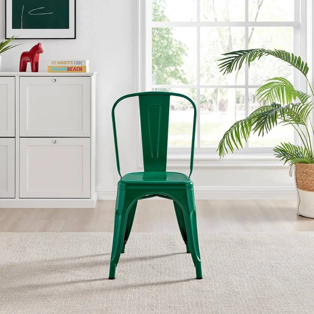 FurnitureboxUK Set of 2 Colton Industrial Steel Stackable Tolix Style Dining Chairs in Green 4