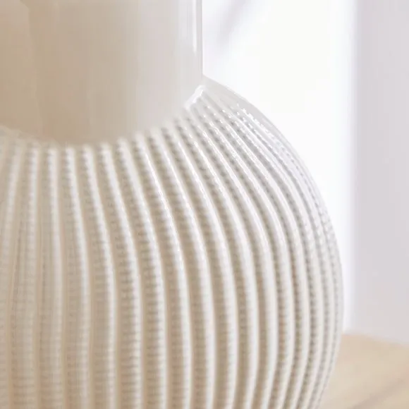 Textured Ribbed Round Ceramic Vase 2