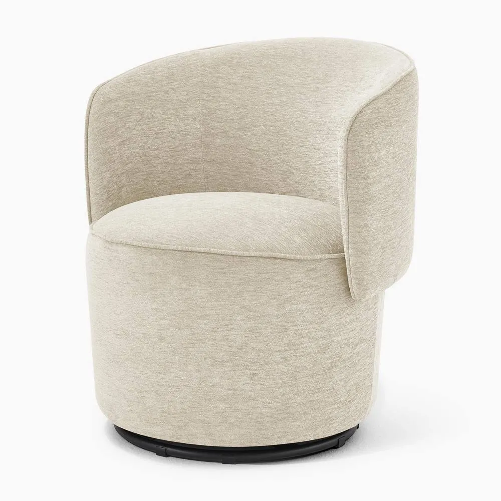 FurnitureboxUK Liode Fabric Round Swivel Accent Chair in Cream 5